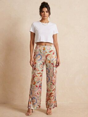 Vibrant Red and Pink Jumpsuit with Abstract Print